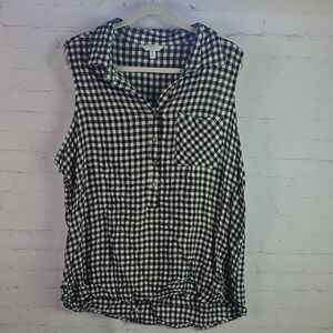Time And Tru XXXL Black & White Checkered Sleeveless Top
